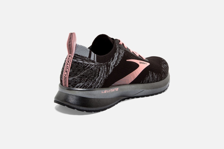 Brooks Levitate 4 Road Loopschoenen Dames - Zwart/Grijs/Roze - 793056ZJN